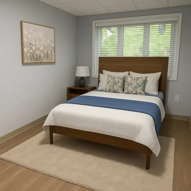 Comfortable private bedroom for residents